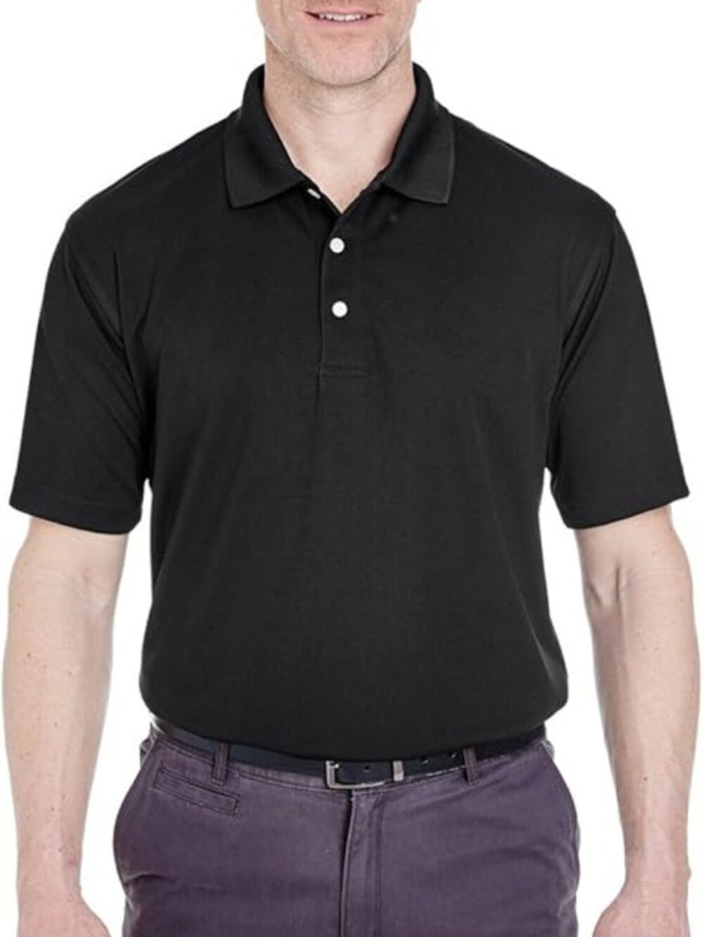 NEW Ultraclub Men’s Black Performance Polo Shirt